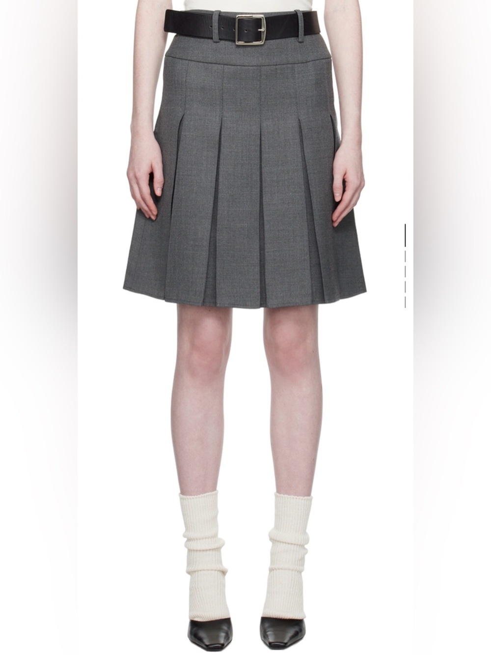 FAX COPY EXPRESS Gray Pleated Midi Skirt no belt